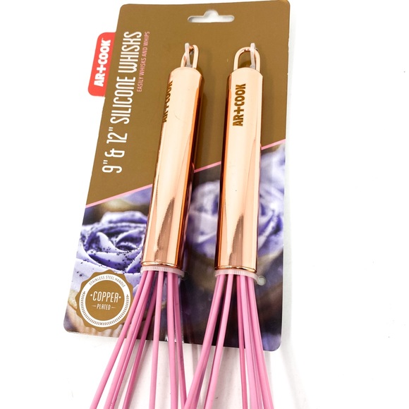 Art & Cook Silicone Whisk Set, 9” and 12”, Pink - Picture 2 of 3